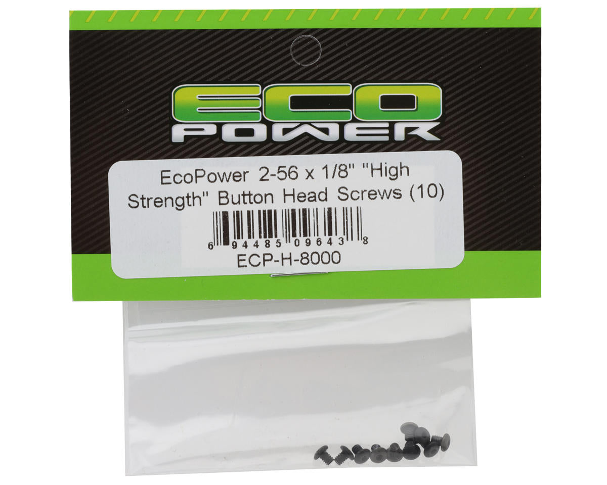 EcoPower 2-56 "High Strength" Button Head Screws (10) (2-56x1/8")