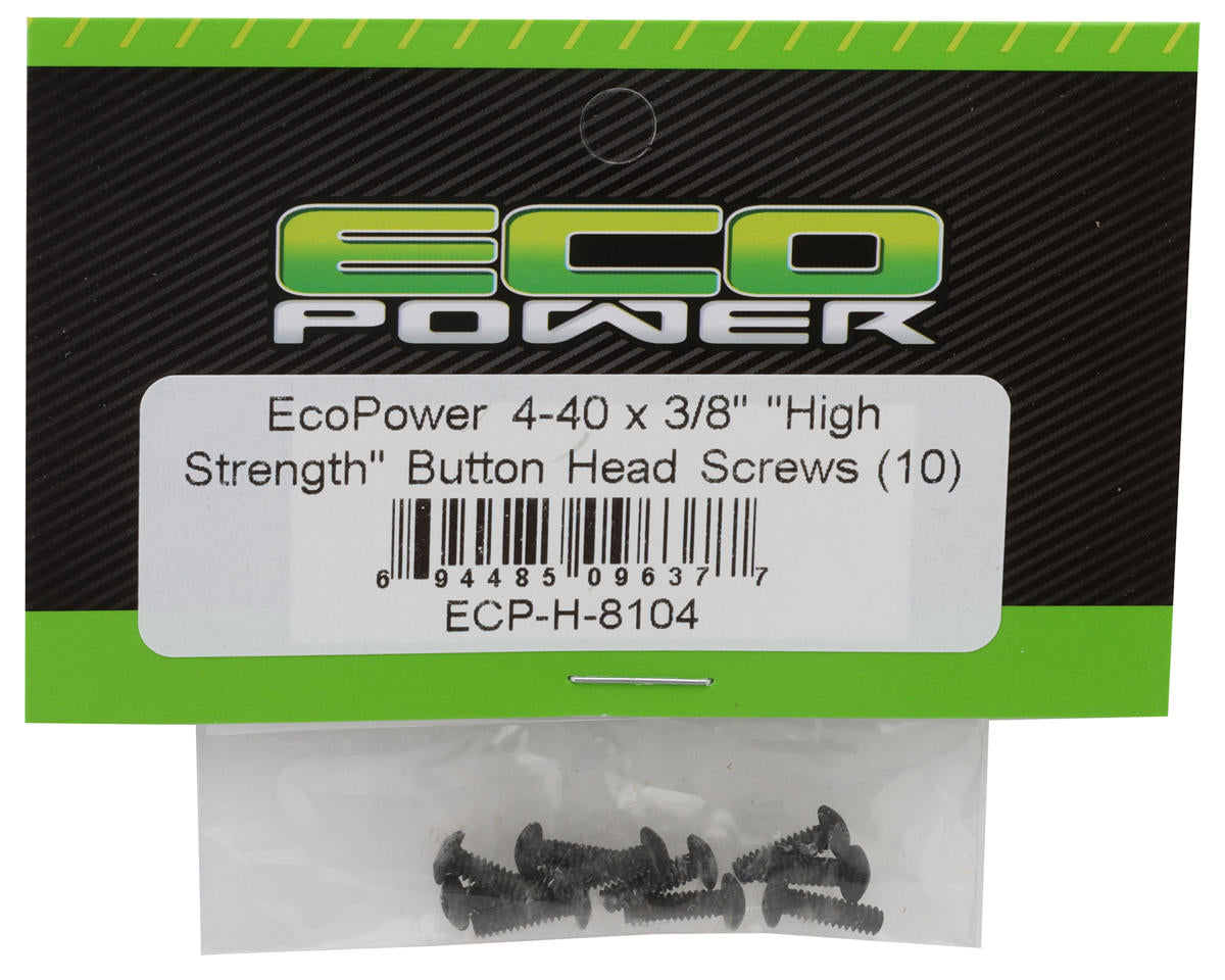 EcoPower 4-40 "High Strength" Button Head Screws (10) (4-40x3/8")
