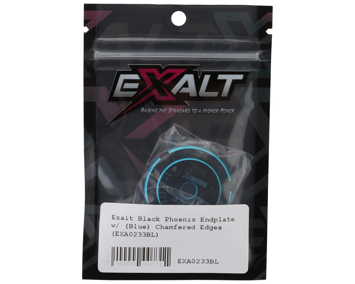 Team Exalt Anodized Chamfered Edges Black Phoenix Motor Endplate (Blue)
