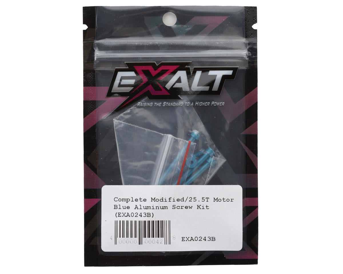 Team Exalt Complete 25.5T Modified Motor Aluminum Screws Kit (Blue)