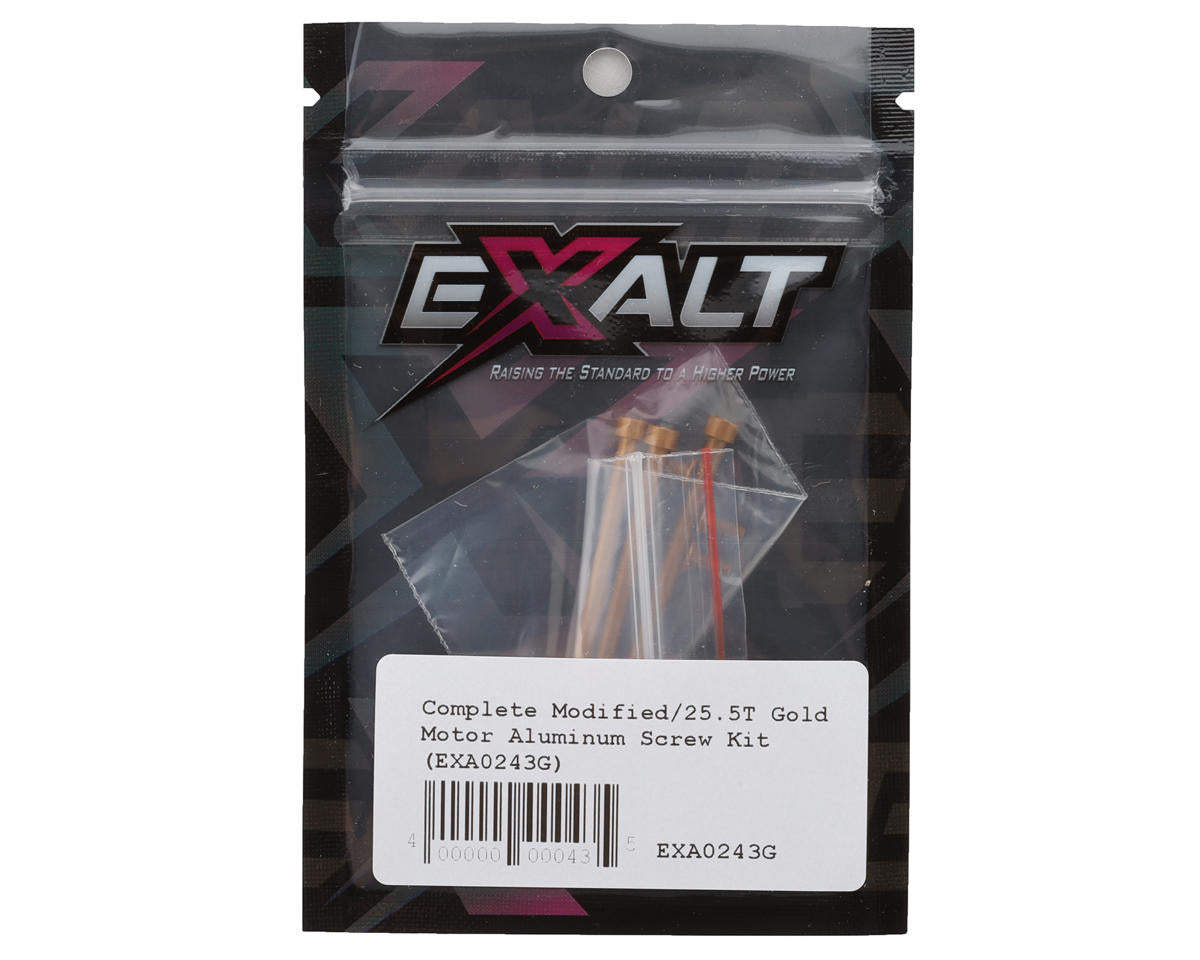 Team Exalt Complete 25.5T Modified Motor Aluminum Screws Kit (Gold)