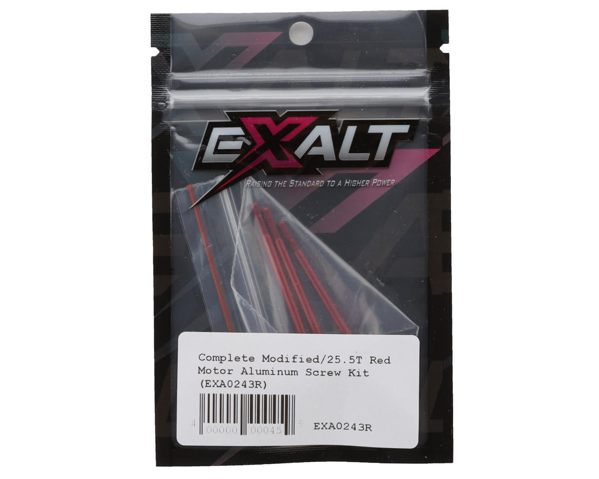 Team Exalt Complete 25.5T Modified Motor Aluminum Screws Kit (Red)