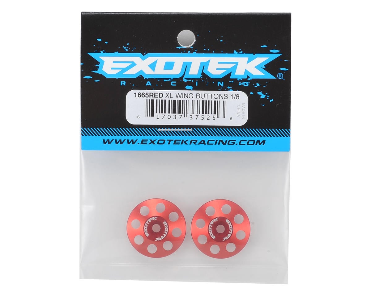 Exotek 22mm 1/8 XL Aluminum Wing Buttons (2) (Red)