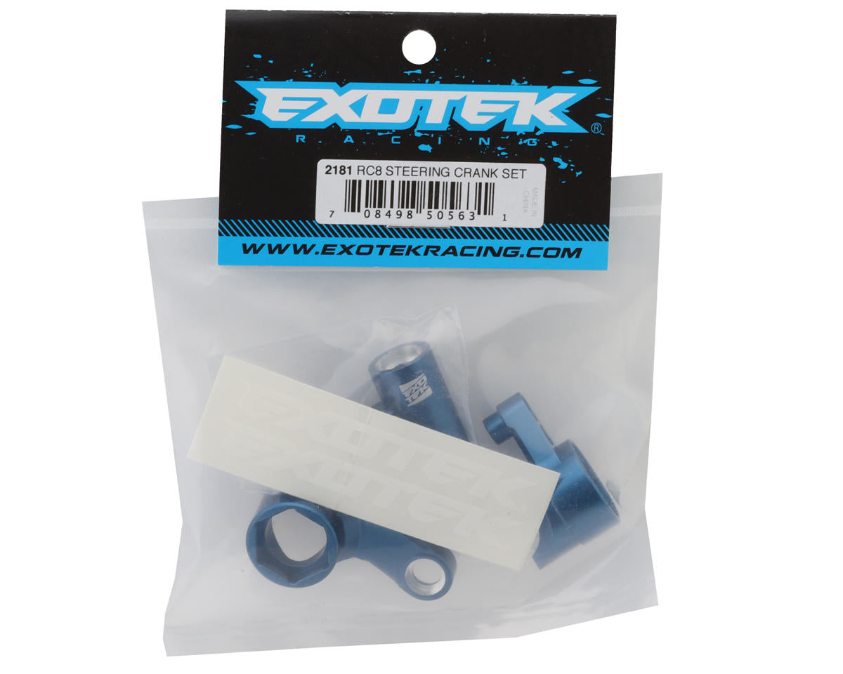 Exotek RC8 Aluminum Steering Crank Set (Blue)