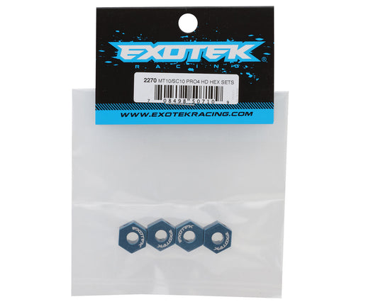 Exotek Team Associated MT10/Pro4 SC10 HD Aluminum Wheel Hexes (Blue) (4)