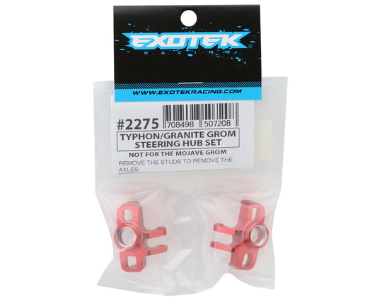 Exotek Arrma Typhon/Granite Grom Aluminum HD Steering Knuckles (Red) (2)