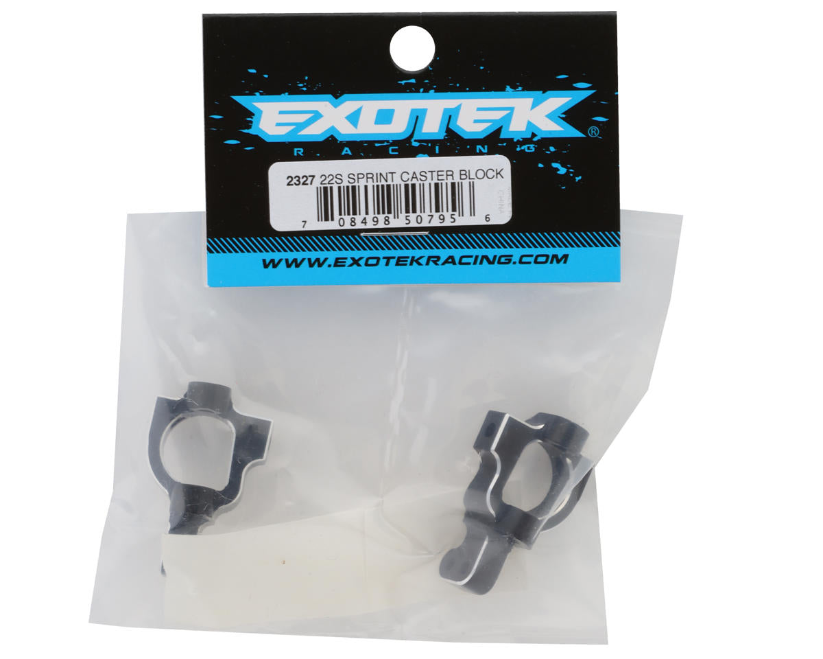 Exotek Losi® 22S Sprint Aluminum HD Caster Block Set (Black) (2)