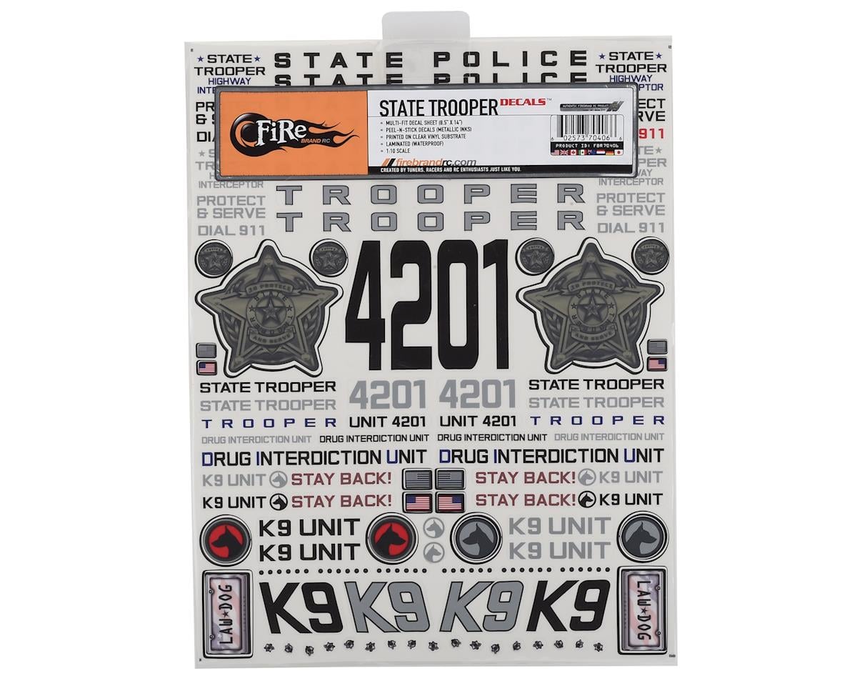 Firebrand RC State Trooper Decal Sheet (8.5x11")