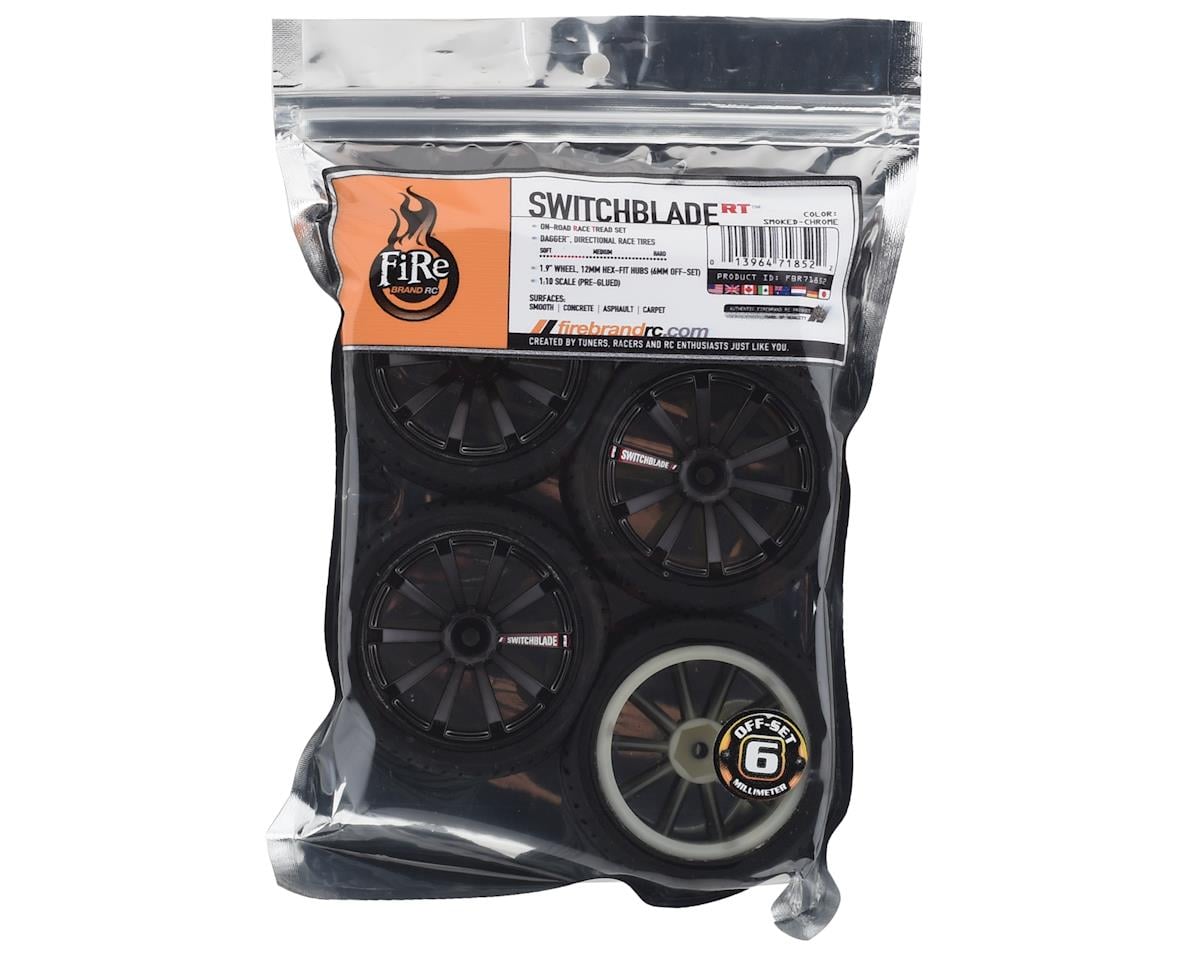 Firebrand RC Switchblade RT6 Pre-Mounted On-Road Tires (4) (Smoke Chrome)