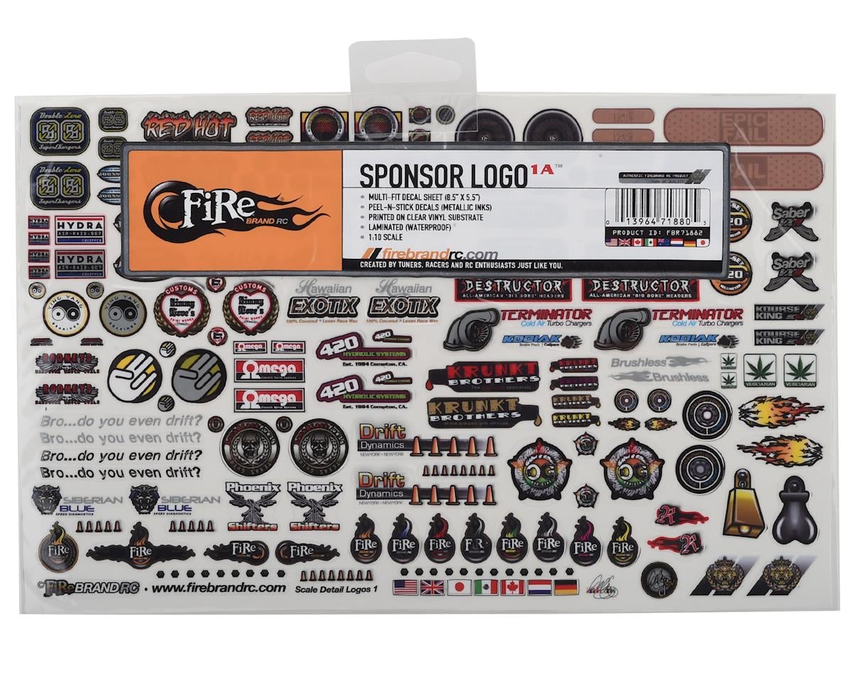 Firebrand RC Sponsor Logos 1A Decal Set (6x10")