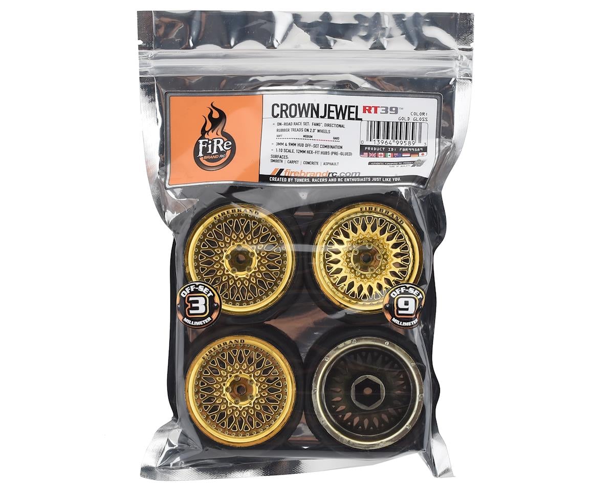 Firebrand RC Crownjewel RT39 Pre-Mounted On-Road Tires (4) (Gold)