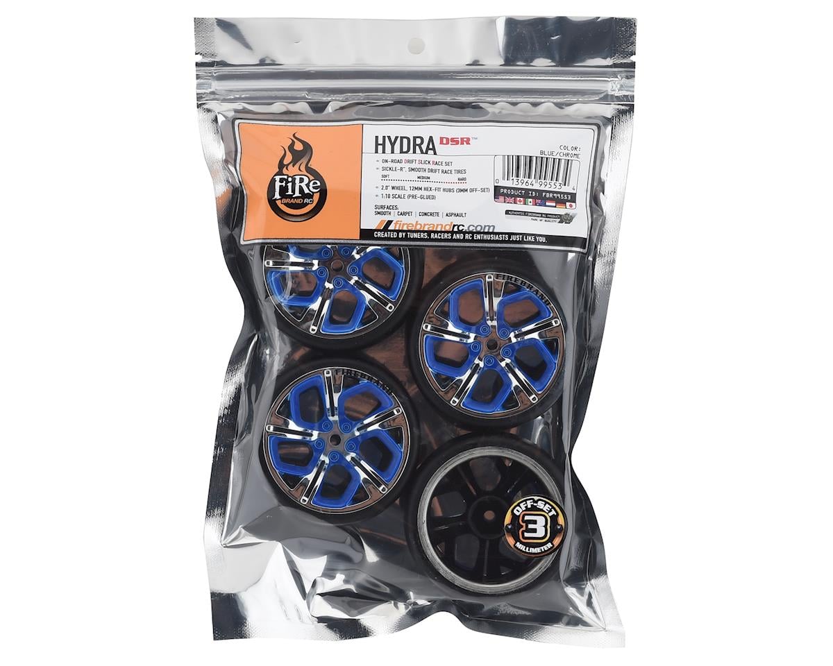 Firebrand RC Hydra DSR3 Pre-Mounted Slick Drift Tires (4) (Blue/Chrome)