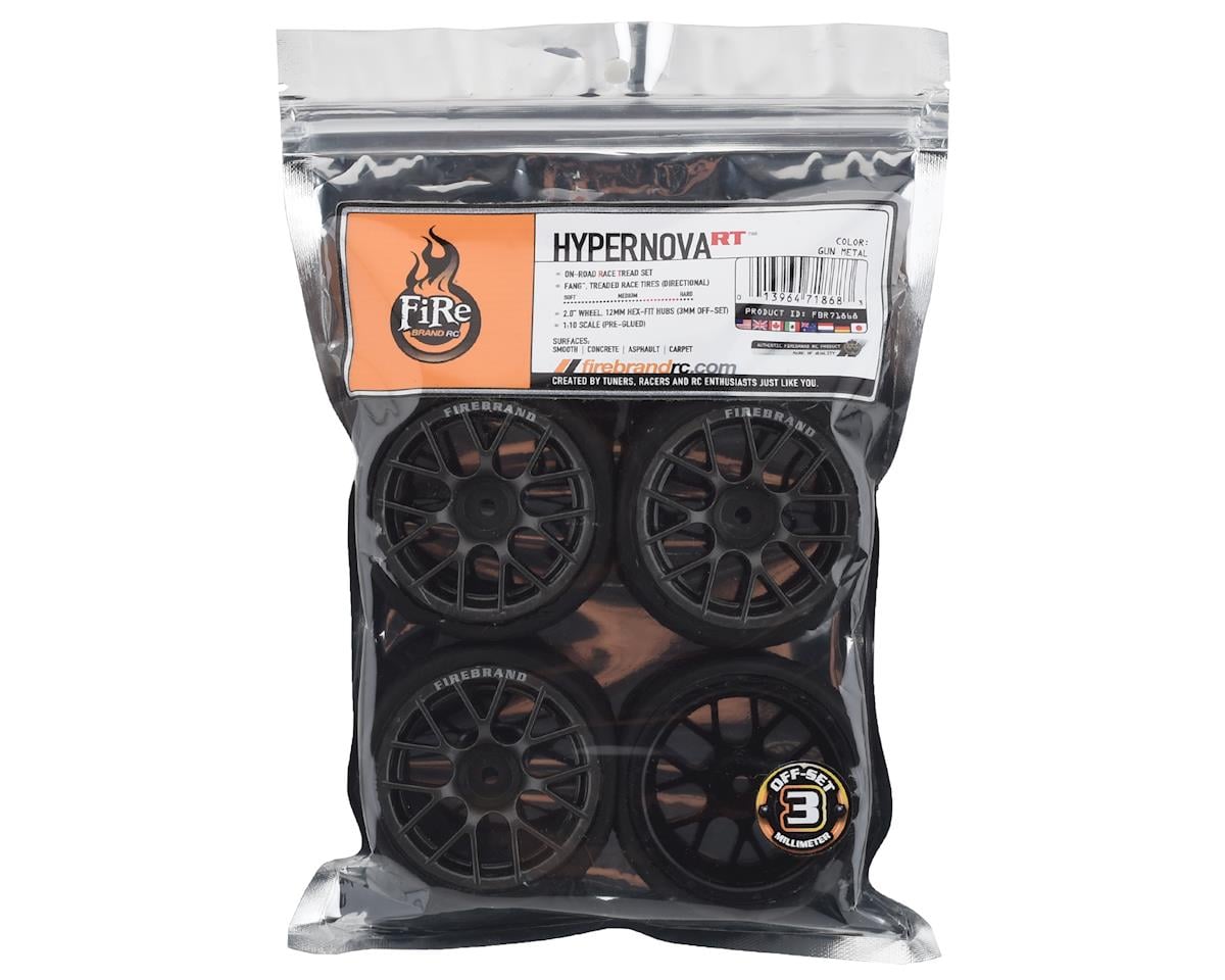 Firebrand RC Hypernova-RT3 Pre-Mounted On-Road Tires (4) (Gun Metal)
