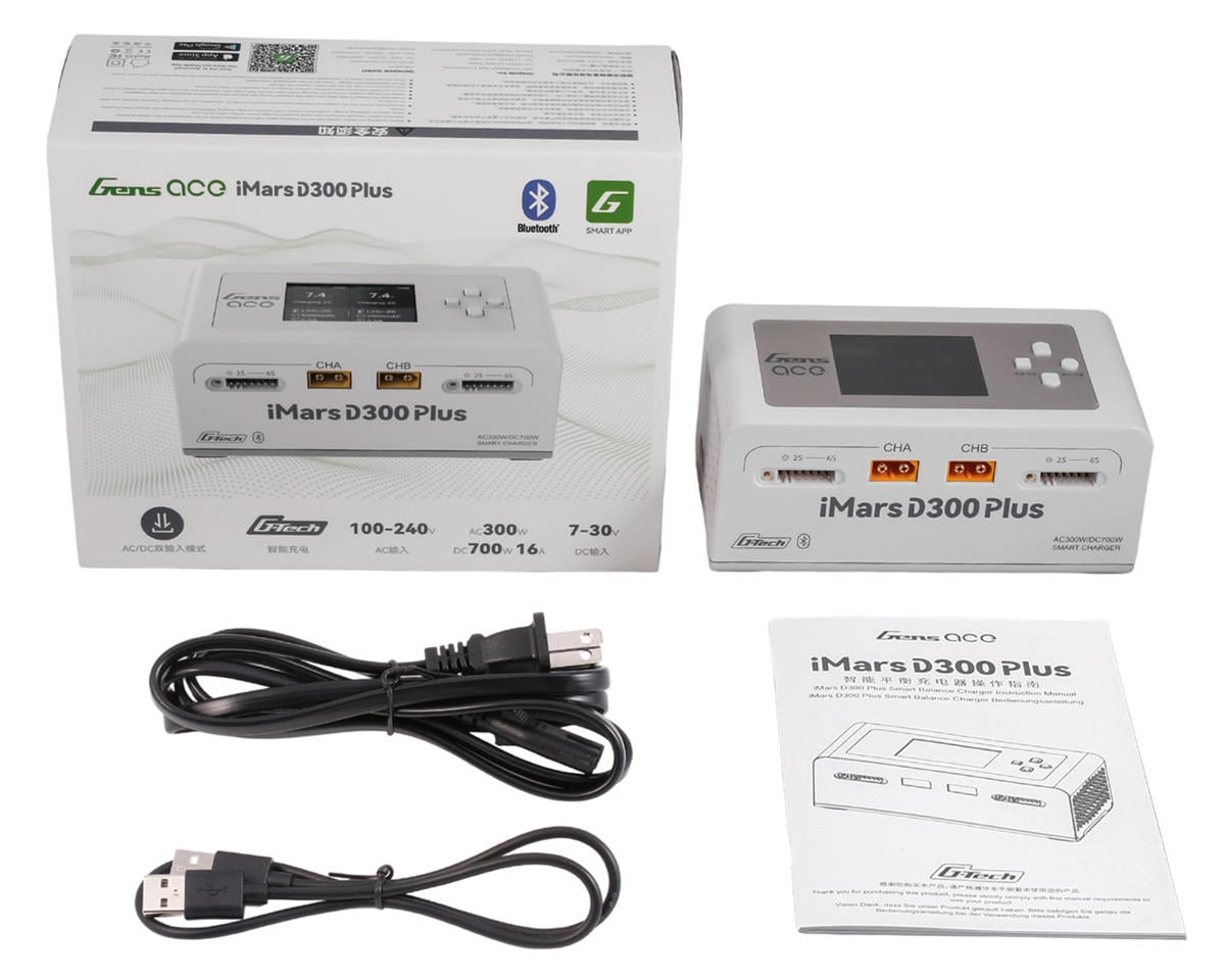 Gens Ace iMars D300 Plus G-Tech Smart Dual AC/DC Charger (White) (6S/16A)