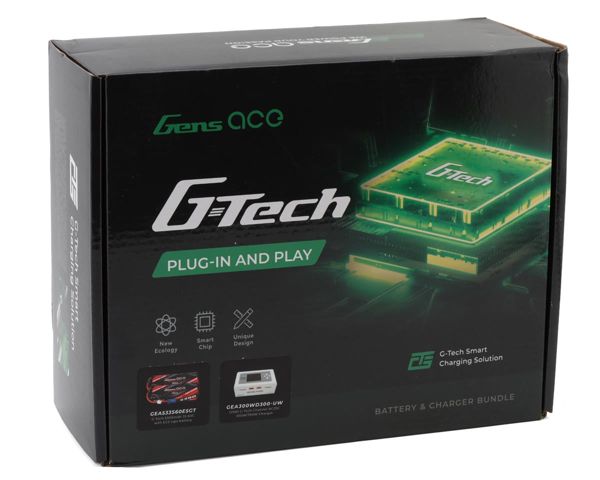 Gens Ace G-Tech Smart 3S Bundle w/Two 3S 60C EC5 LiPo Batteries