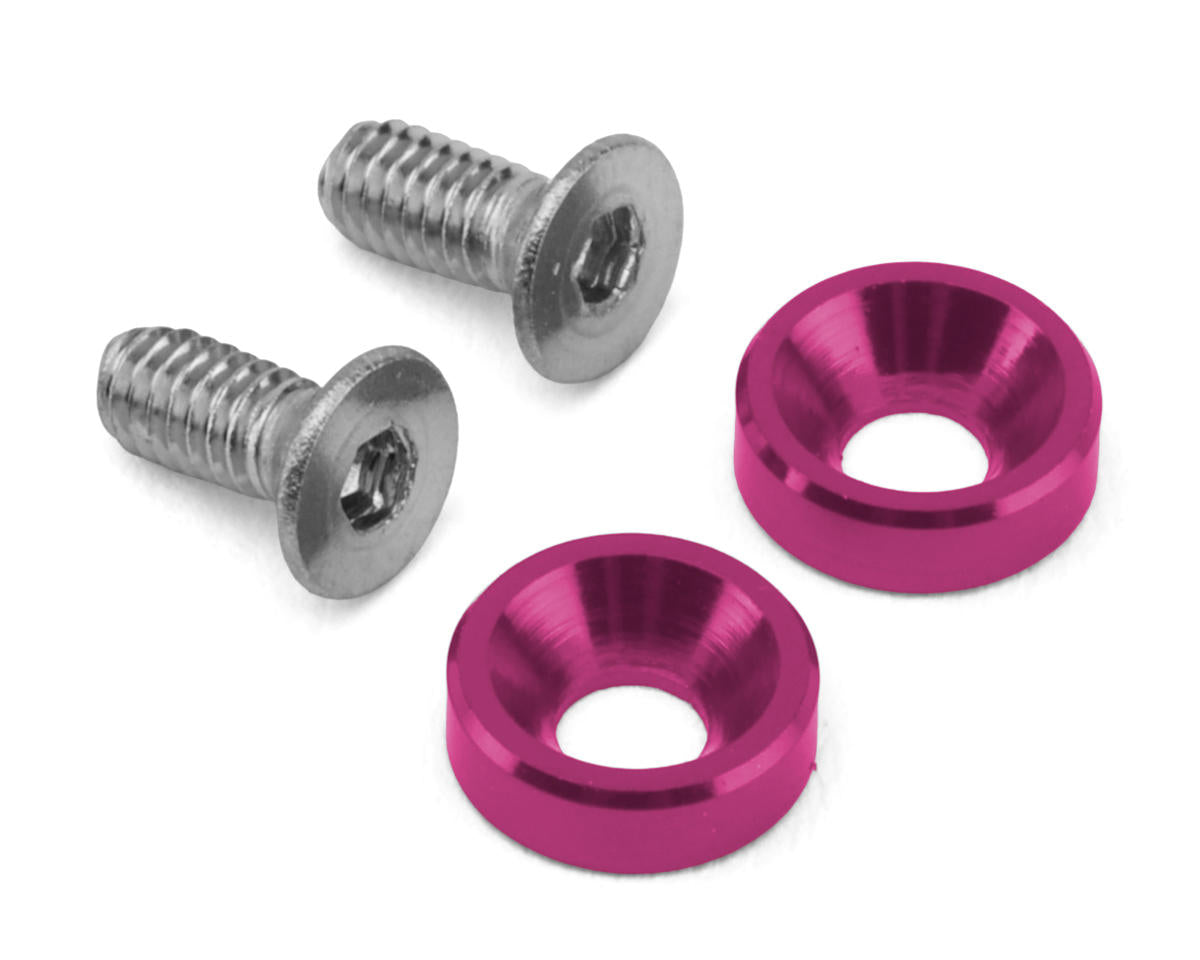 HackFab 2.5x6mm Motor Screws w/Aluminum Countersunk Washers Set (Pink)