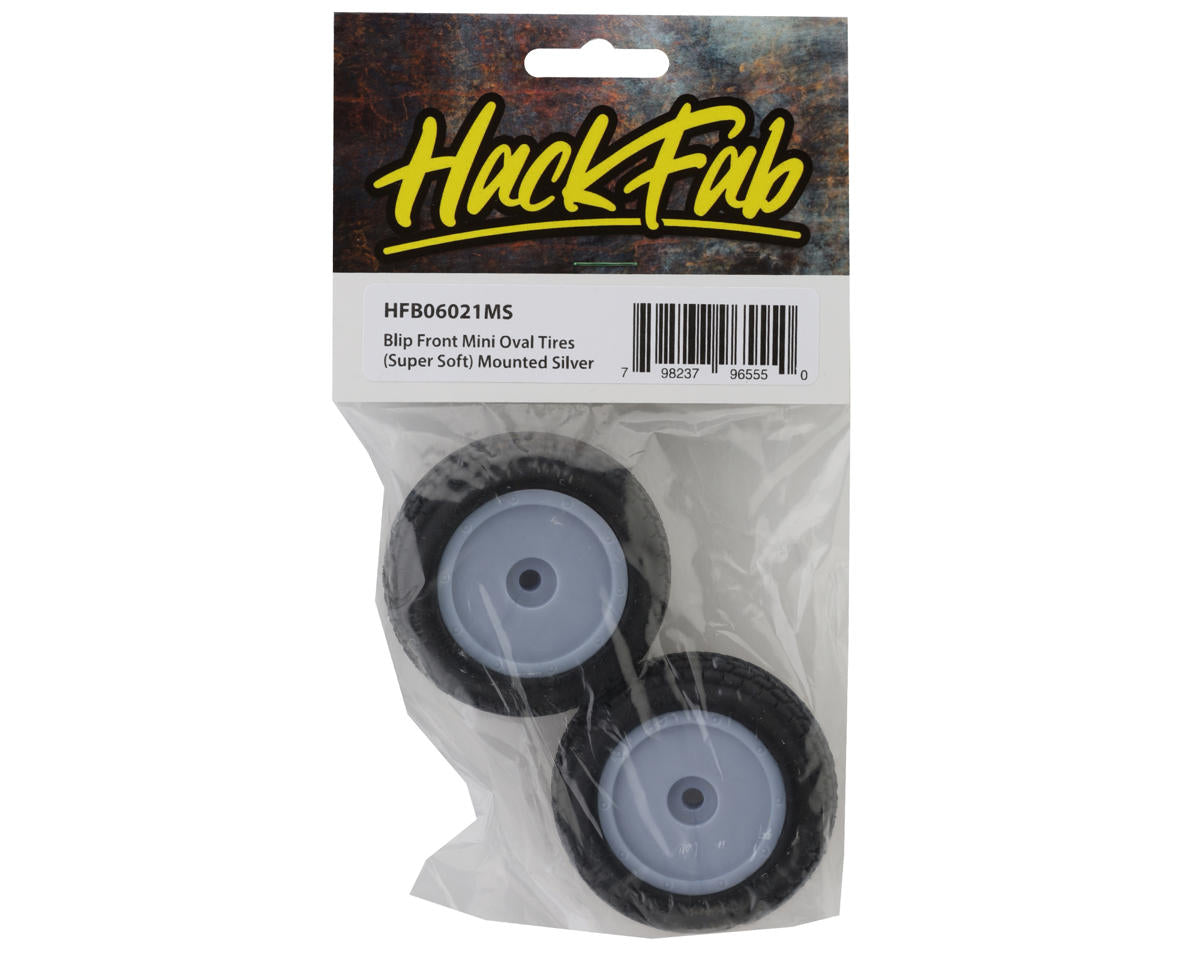 HackFab Losi Mini-B Blip Pre-Mounted Mini Front Oval Tires (Silver) (2)