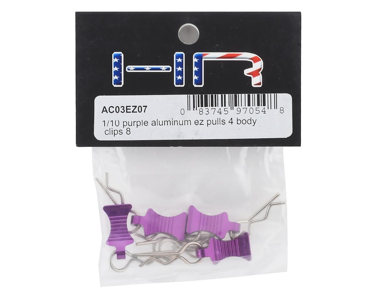 Hot Racing 1/10 Aluminum EZ Pulls w/Body Clips (Purple) (4)
