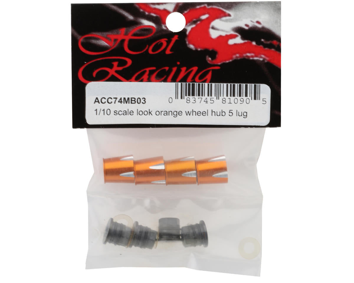 Hot Racing 4mm Aluminum Wheel Nut Caps (Orange) (4)