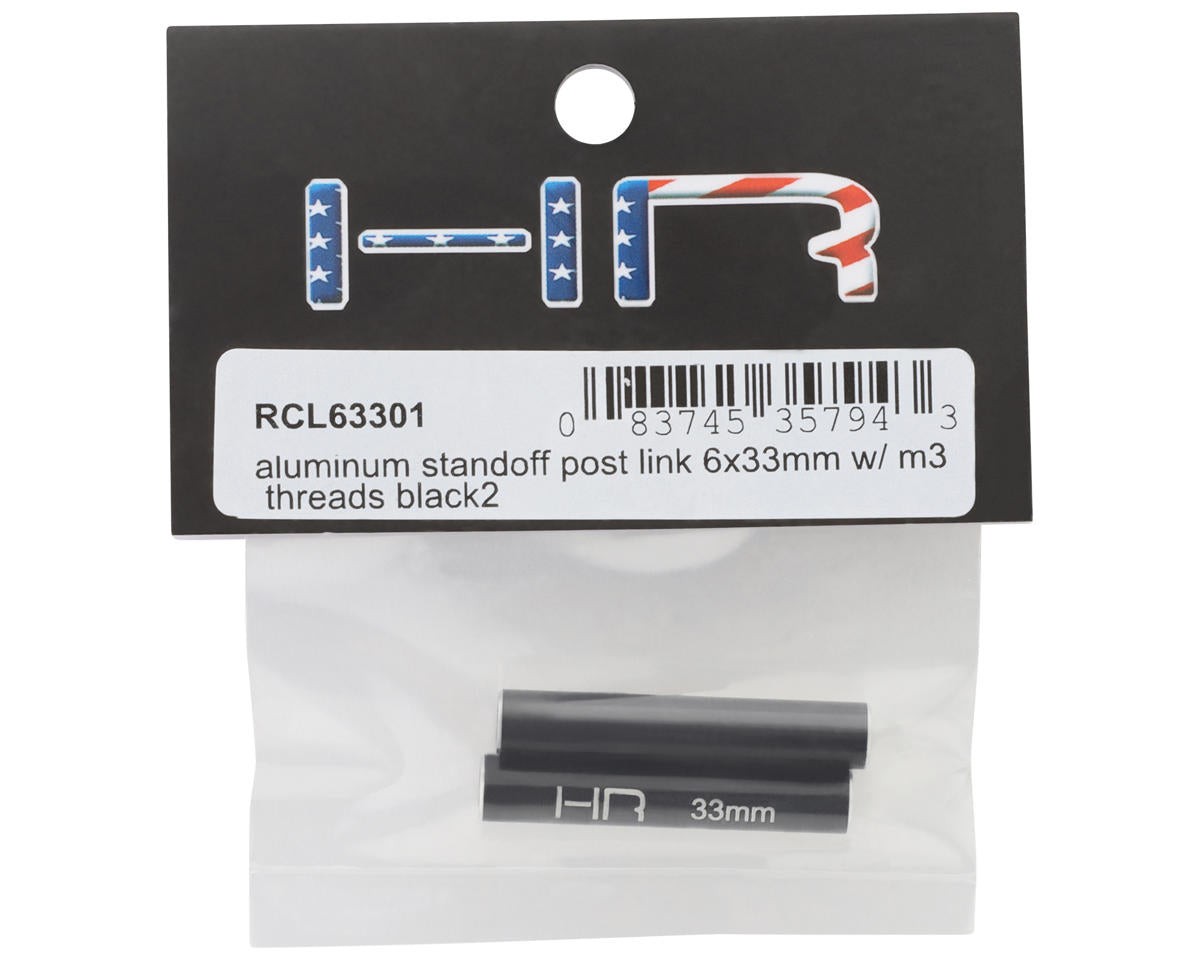 Hot Racing Aluminum Standoff Post Link (Black) (4) (3x6x33mm)