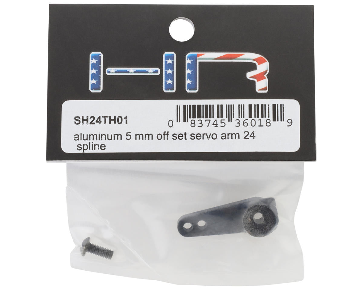 Hot Racing Aluminum 5mm Offset Servo Horn (Black) (24T-Hitec)