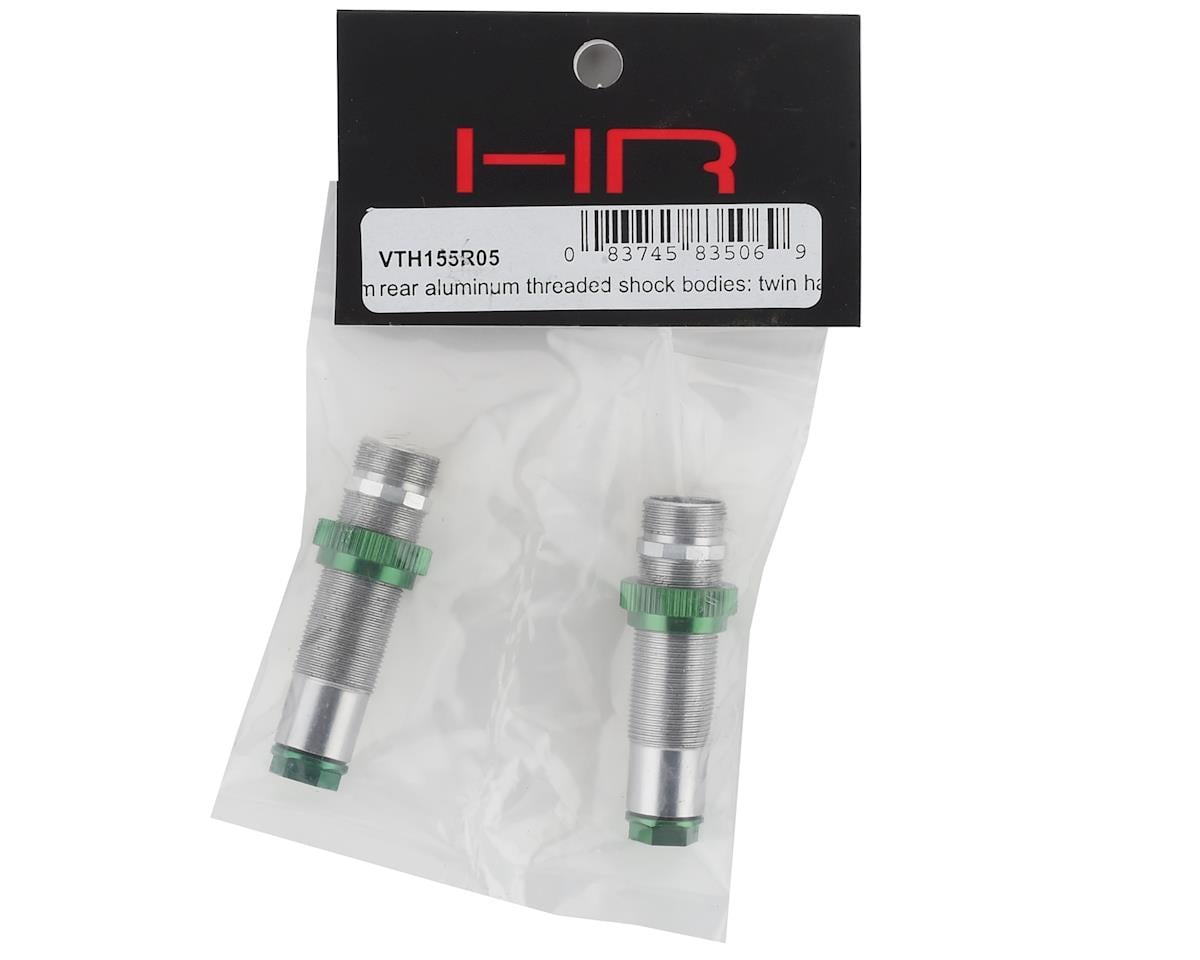 Hot Racing Twin Hammer Aluminum Rear Threaded Shock Bodies (Green) (2)