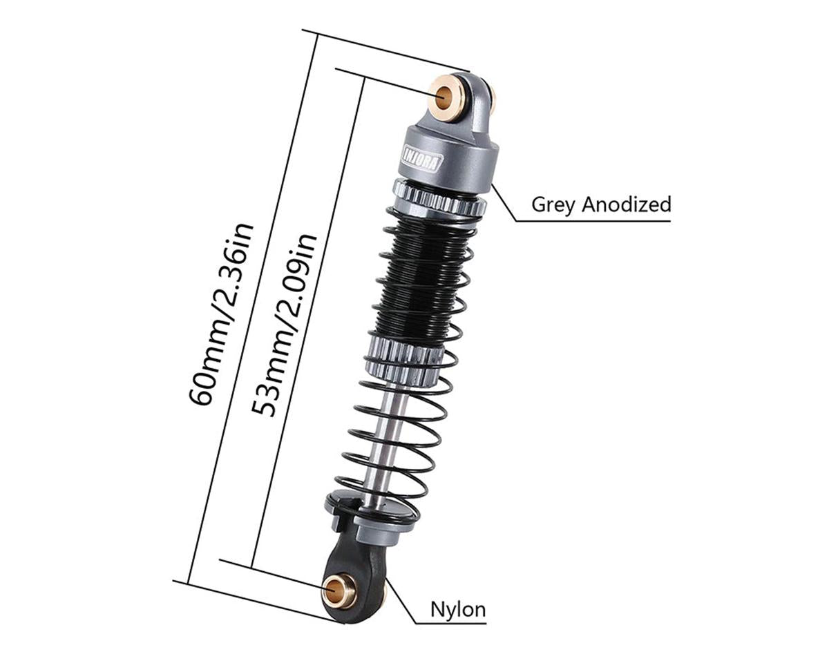Injora Aluminum 53mm Threaded Oil Shocks for Traxxas® TRX-4M® (4) (Grey)