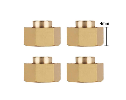 Injora Axial SCX24 +4mm Extended Brass Wheel Hexes (4) (2.7g ea)