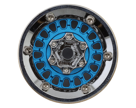Injora 1.0" ModuWheel Brass & Aluminum Micro Crawler Beadlock Wheels (Blue)