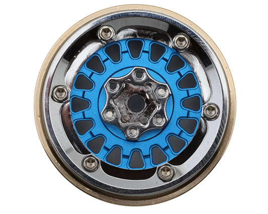 Injora 1.3" ModuWheel Brass & Aluminum Micro Crawler Beadlock Wheels (Blue)
