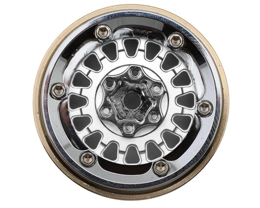Injora 1.3" ModuWheel Brass & Aluminum Micro Crawler Beadlock Wheels (Silver)