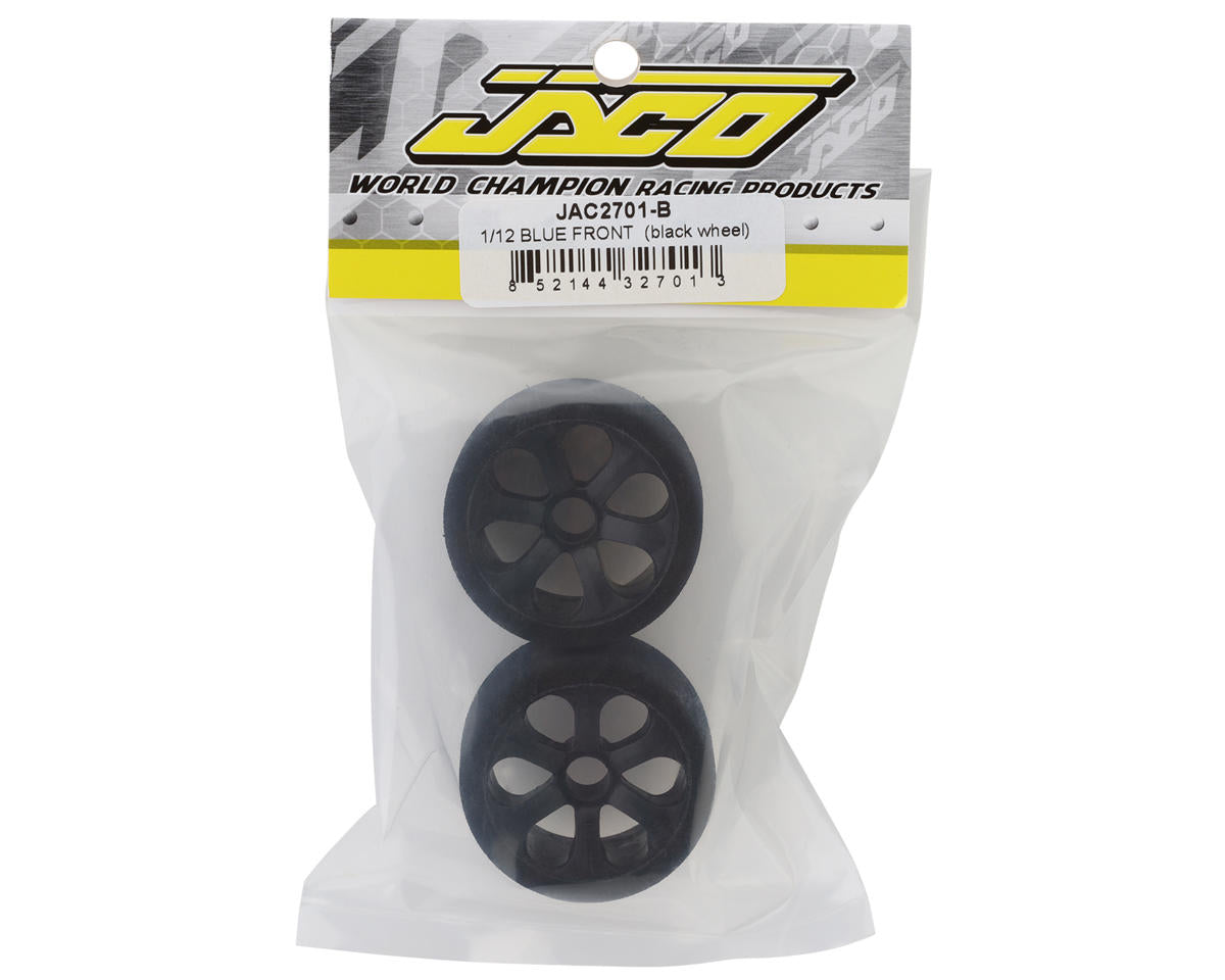 Jaco Prism 1/12 Mounted Foam Front Tires (Black) (2) (Blue)