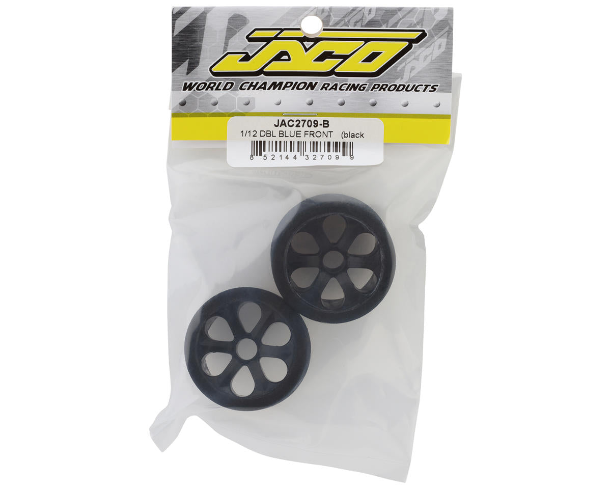 Jaco Prism 1/12 Mounted Foam Front Tires (Black) (2) (XX Blue)
