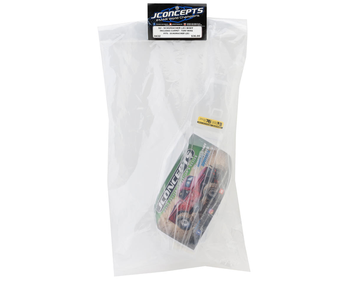 JConcepts Schumacher LD3 "S2" Body (Clear) w/Carpet, Turf & Dirt wing