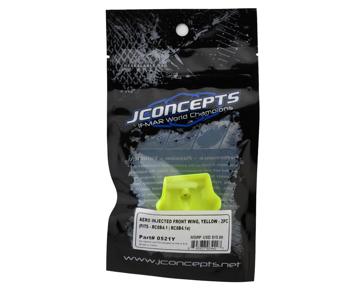JConcepts Associated RC8B4.1/RC8B4.1e 1/8 Molded Front Wings (Yellow) (2)