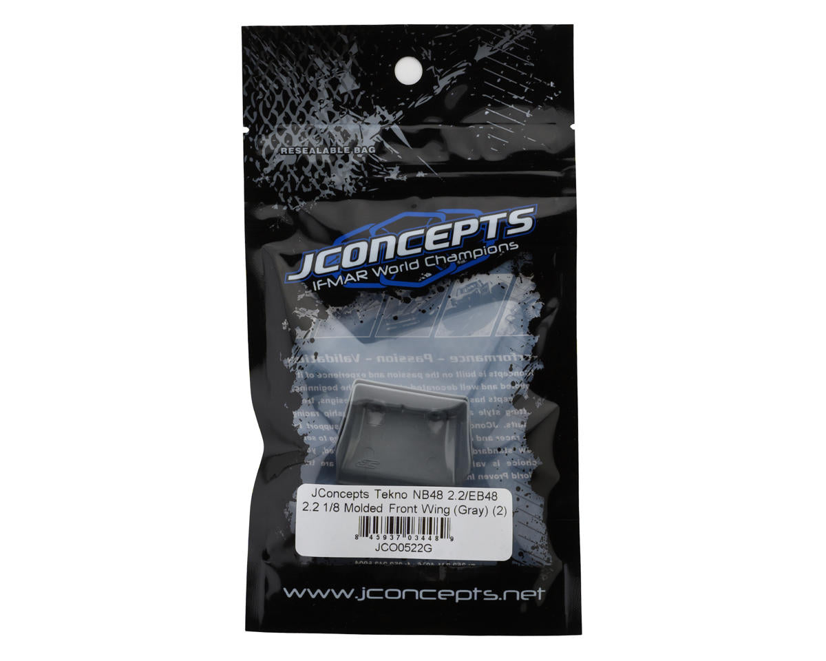 JConcepts Tekno NB48 2.2/EB48 2.2 1/8 Molded Front Wings (Grey) (2)