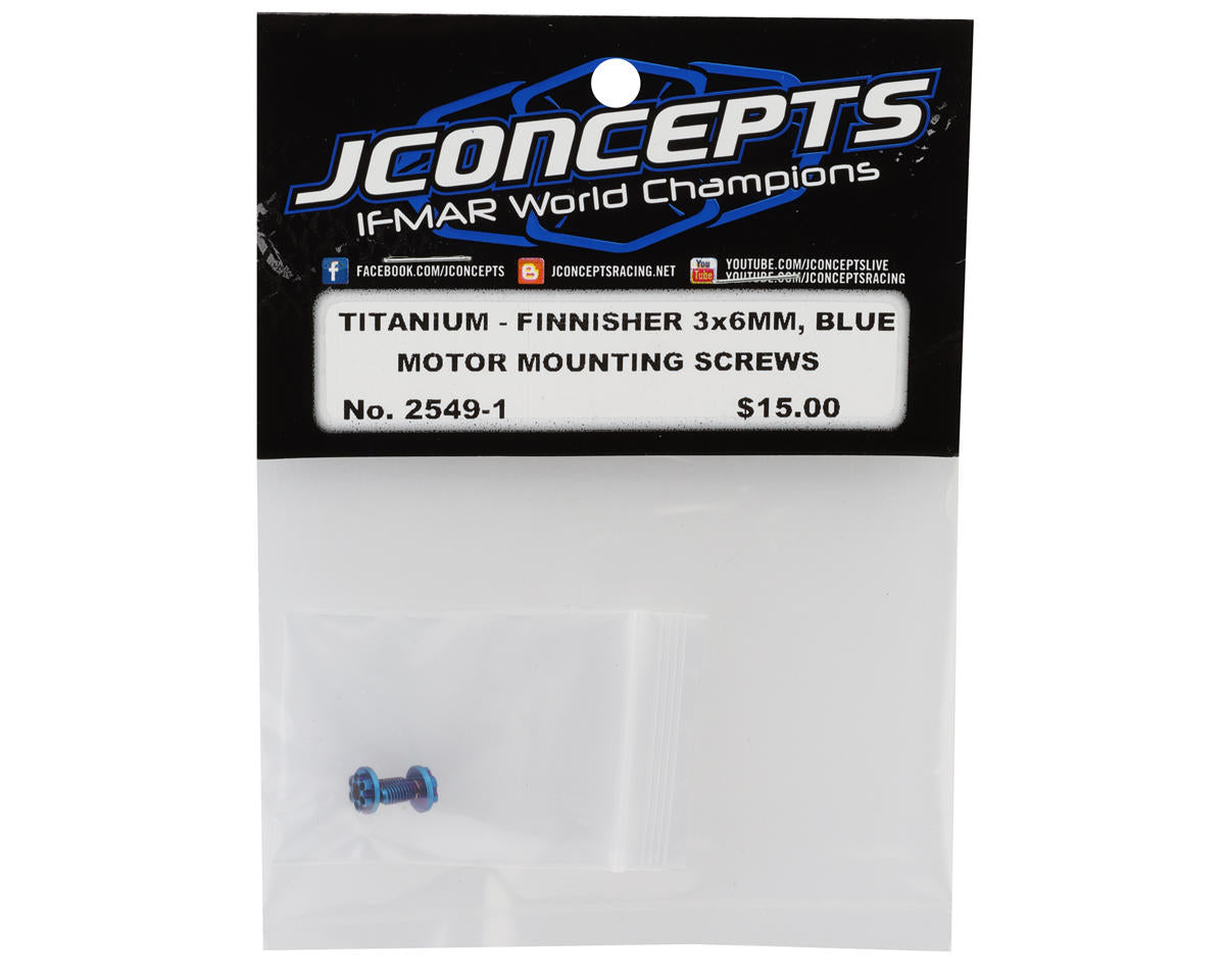 JConcepts 3x6mm Finnisher Titanium Motor Screws (Blue) (2)