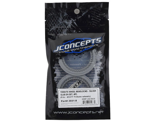 JConcepts Tribute Monster Truck Wheel Mock Beadlock Rings (Silver) (4)