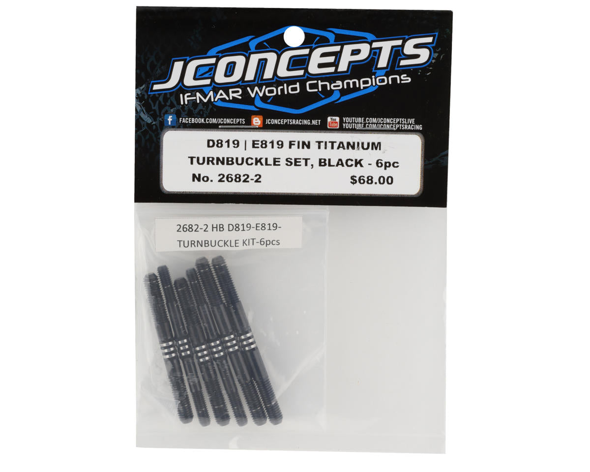 JConcepts HB Racing D819/E819 Fin Titanium Turnbuckle Set (Black) (6)