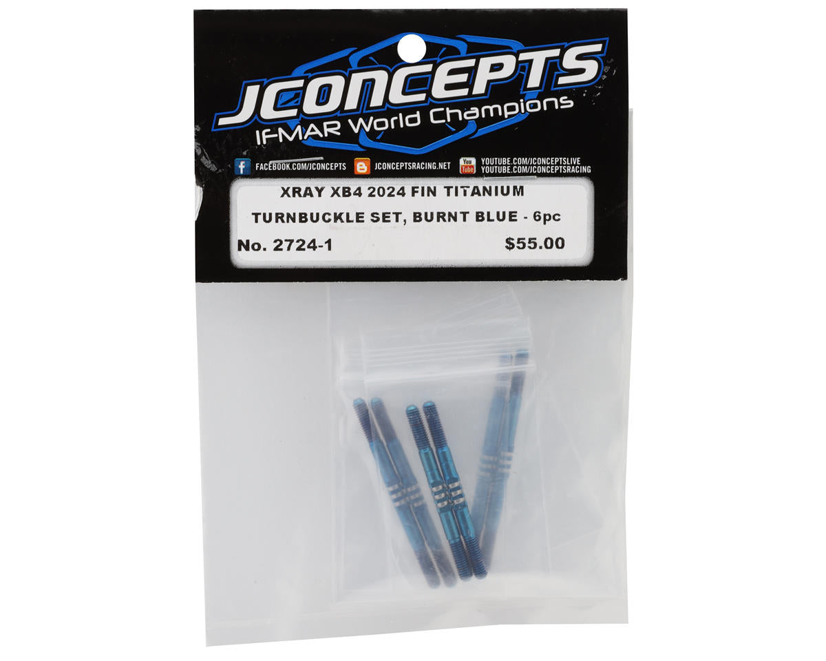 JConcepts XRAY XB4 2024 Fin Titanium Turnbuckle Set (Blue) (6)