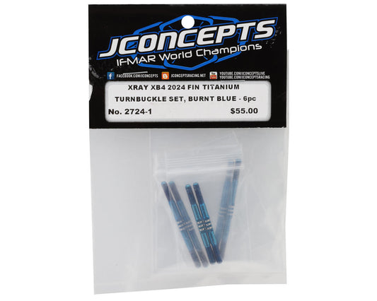 JConcepts XRAY XB4 2024 Fin Titanium Turnbuckle Set (Blue) (6)