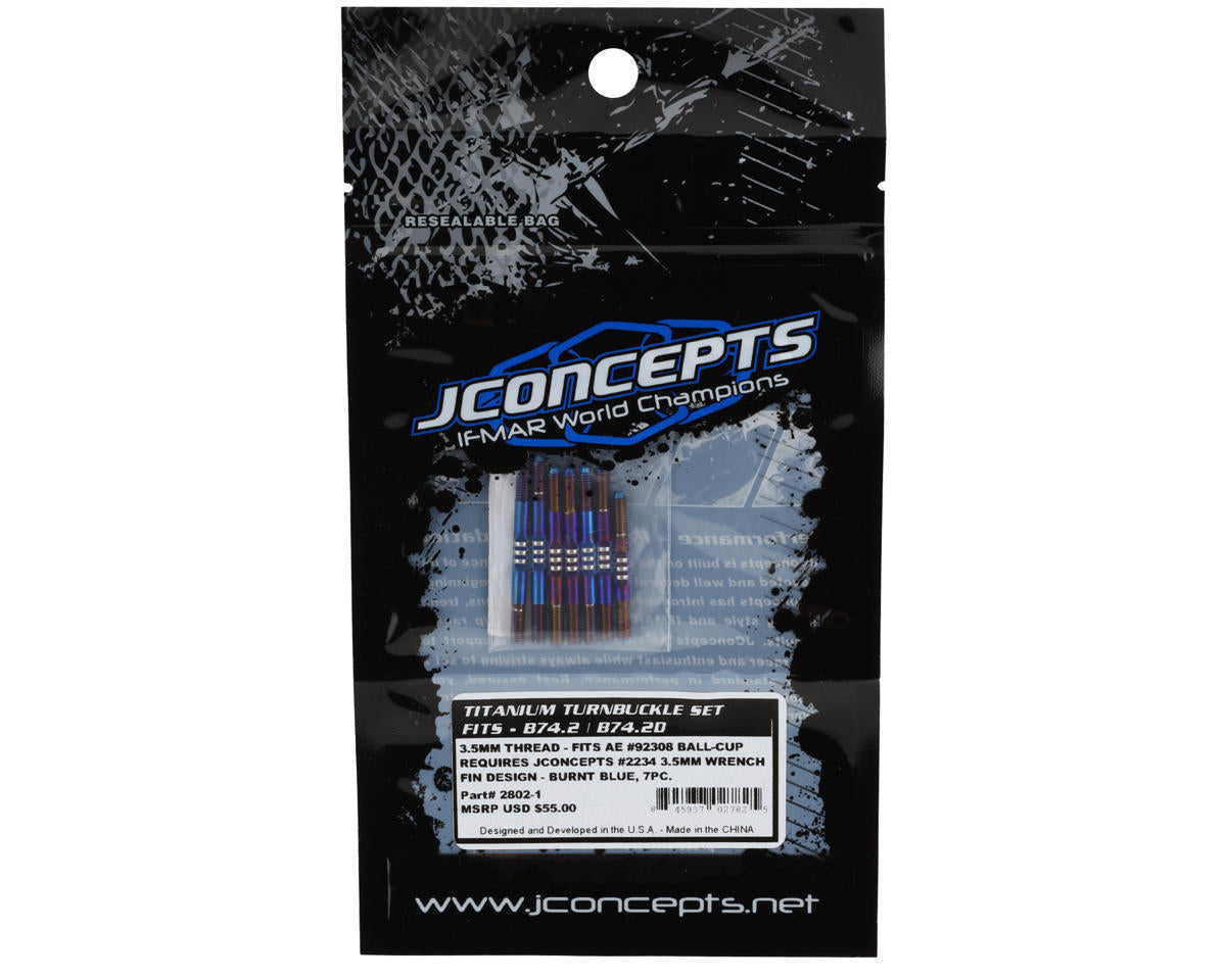 JConcepts RC10 B74.2 Fin Titanium Turnbuckle Set (Burnt Blue) (7)