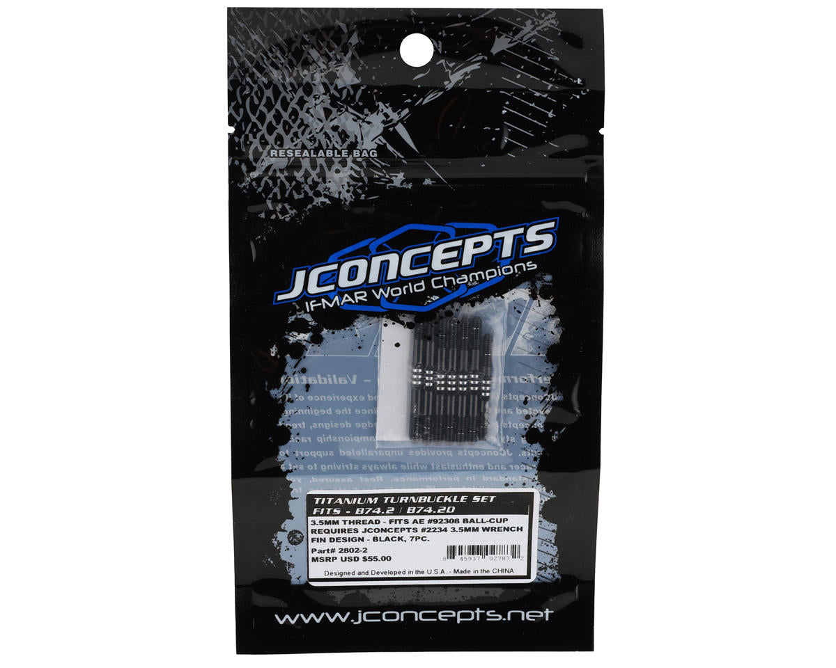 JConcepts RC10 B74.2 Fin Titanium Turnbuckle Set (Black) (7)