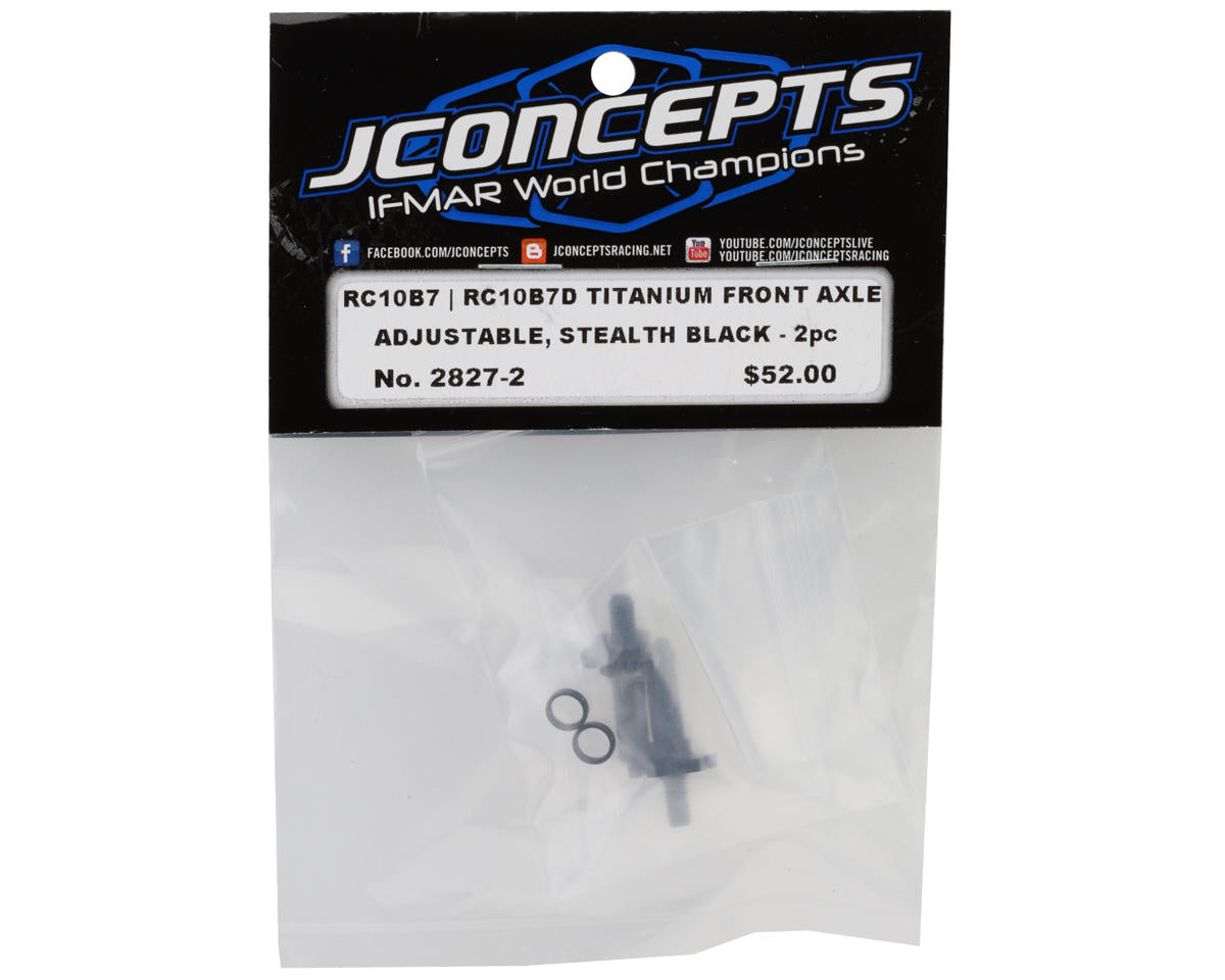JConcepts RC10B7/RC10B7D Adjustable Titanium Front Axle (Black) (2)