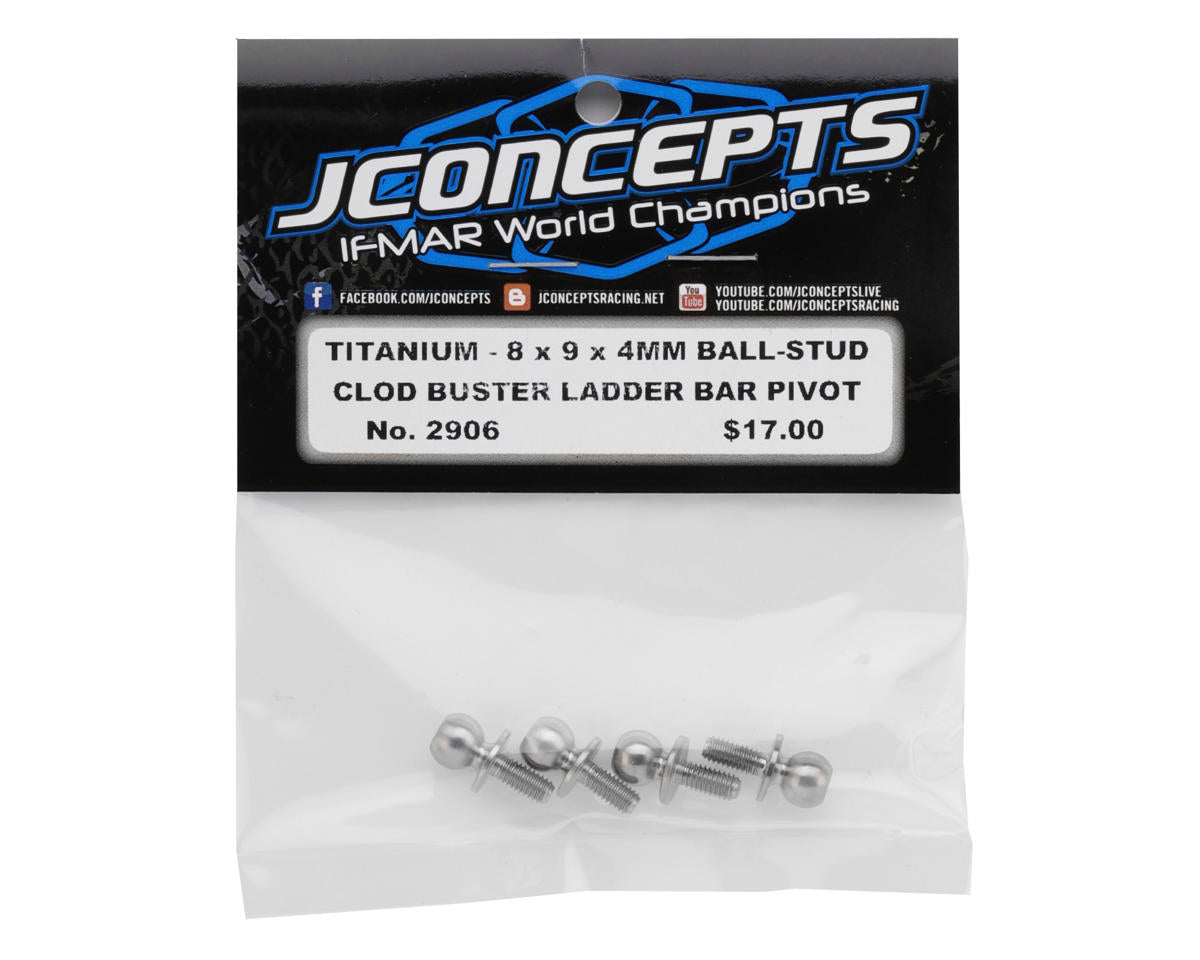 JConcepts 8x9x4mm Titanium Ladder Bar Ballstuds (4)