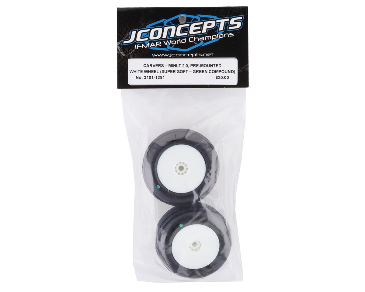JConcepts Mini-T 2.0 Carvers Pre-Mounted Front Tires (White) (2) (Green)