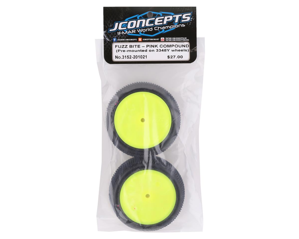 JConcepts Fuzz Bite LP 2.2" Pre-Mounted Rear Buggy Carpet Tires (Yellow) (2)