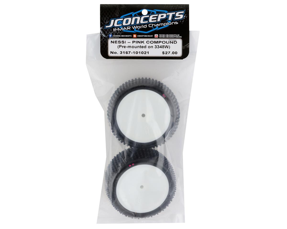 JConcepts Nessi 2.2" Pre-Mounted Rear Buggy Carpet Tires (White) (2) (Pink)