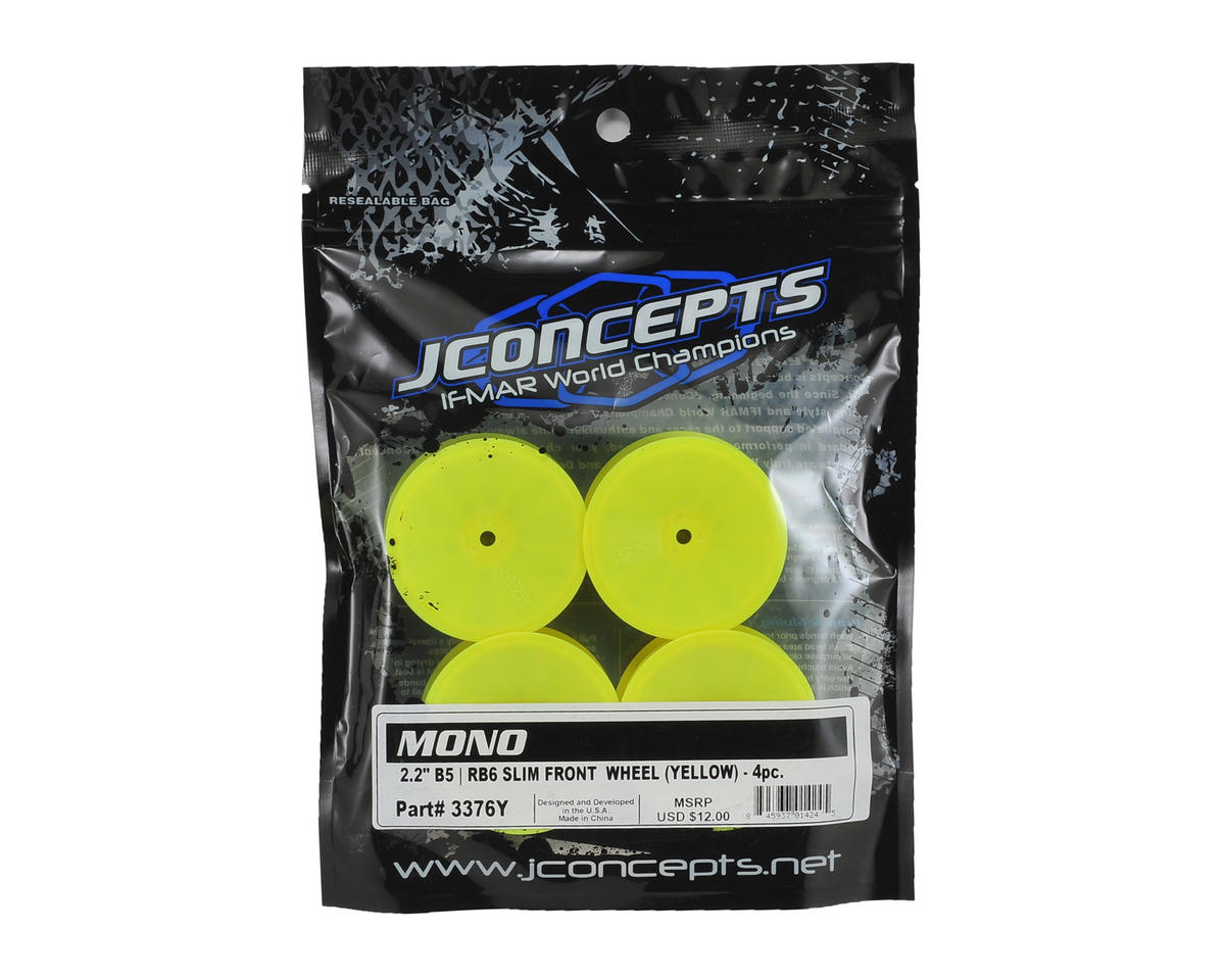 JConcepts Mono 2.2 "Slim" Front Wheels (Yellow) (4) (B7/B6/RB6/SRX2/YZ2)