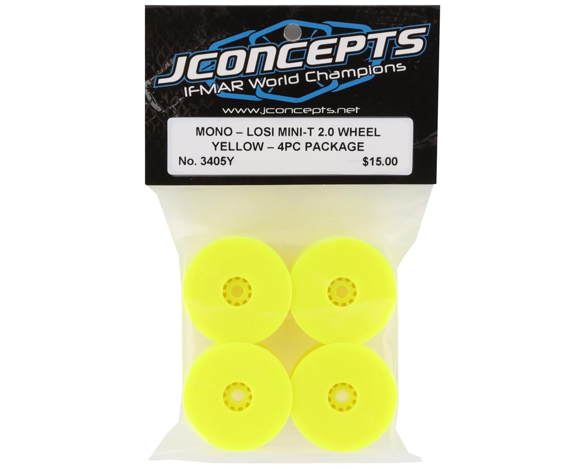 JConcepts Losi Mini-T 2.0 Mono Wheel Set (Yellow) (4)